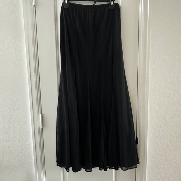 Blu Sage Black Chiffon Maxi Skirt L Made In USA - Picture 4 of 7